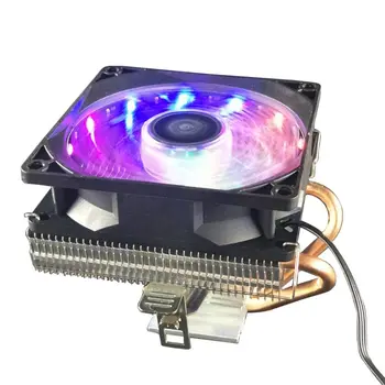 CPU Cooler 2 Vara Siltuma Caurules, 3Pin CPU Dzesēšanas Ventilators ar 5 Krāsas Gaismu LGA 1151/1155/1156/AM2+/AM3+/AM4