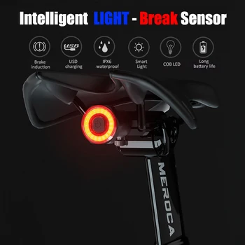 Smart bike velosipēdu Viedo sensoru Bremzes aizmugurējos lukturus, atstarotāju, kabatas lukturītis lightset asti MTB aizmugurējie lukturi ,USB Uzlādējams