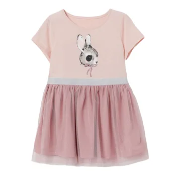 Frocks Meitenēm Ir 2021. Vasaras Baby Girl Bērnu Apģērbu Toddler Kokvilnas Dzīvnieku Print Vestiods Gadījuma Kleita Bērni 2-7 Gadus