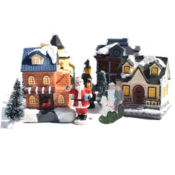 10pcs/set Ziemassvētkus, Santa Klauss, Sniega Māju Tiny Skatuves Gaismas Komplekti LED indikators iedegas Ziemassvētku Eglītes, Veikalu, Ciematu Rotājumi Figūriņas