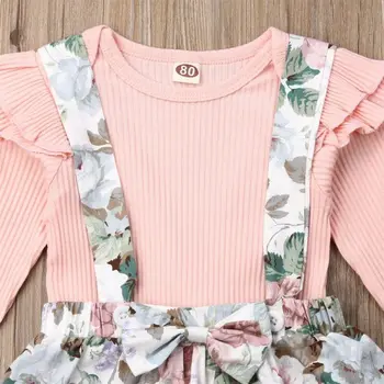 2GAB Toddler Bērniem, Baby Meitene T-krekls Topi+Ziedu Loku Svārki Ikdienas Apģērbs Apģērbu Komplekts