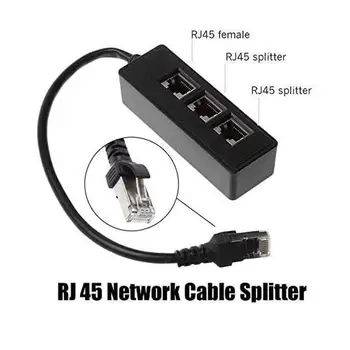 Pastall RJ45 1 Vīrietis 3 x Sieviešu LAN Ethernet tīkla Sadalītājs Adaptera Kabelis Piemērots Super Cat5, Cat5e, Cat6, Cat7 LAN Ethernet Ligzda