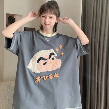 Japānas Pastelis Shin Chan T-krekls Sievietēm Vasarā Lielgabarīta T-krekls Harajuku Karikatūra T-krekls ar Īsām Piedurknēm Hip Hop T Streetwear