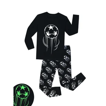 TUONXYE Bērnu Pidžamas Komplekts Zēniem Gaismas Pidžamas Bērniem Futbola Apdrukāta Kokvilnas Pidžamas Bērnu Pijama Sleepwear Apģērbu Komplekti