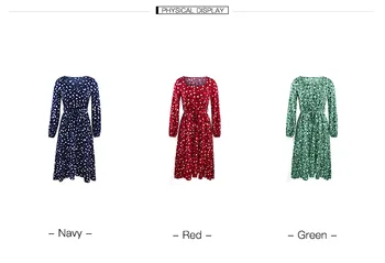 Gara Kleita Rudens Ziemas Moderns Dāmas Kvadrātveida Kakla Apģērbs Gadījuma Red Polka Dot Savirmot Garām Piedurknēm Kleitas Sievietēm Puses 2020