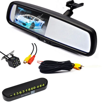 Sākotnējā 4.3 Collu Auto TFT IPS Spogulis Monitors Auto Brighenss Dimming ar Atpakaļskata Kamera 1#Turētājs Autostāvvieta Tālruņa Numurs Kartē