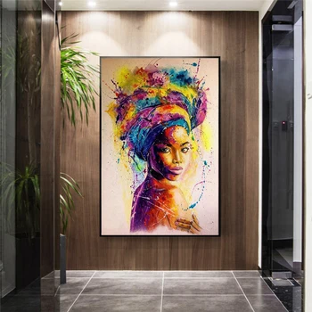 Āfrikas Melnā Sieviete Grafiti Mākslas Plakāti Un Izdrukas Anotācija Āfrikas Meitene Audekla, Gleznas Pie Sienas, Mākslas Bildes Sienas Dekori