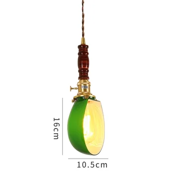 IWHD Ziemeļvalstu Zaļo Stikla Piekariņu Gaismas Ķermeņi Japāņu Stilā Guļamistaba, Dzīvojamā Istaba Koka Vara Vintage Lampas dekors Gaismas LED