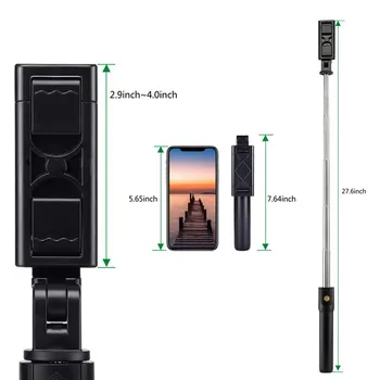 Mini Statīvs Pagarināt Monopod ar Tālvadības pulti iPhone 12 Android Bezvadu Bluetooth Selfie Stick Salokāms