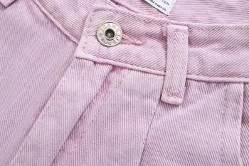 Nokalta vasarā anglija vintage purpura krāsa mamma džinsi sieviete Rāceņu bikses augsta vidukļa džinsus kroku draugs džinsi sievietēm