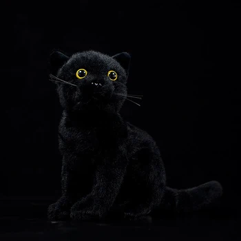 23 cm Reālajā Dzīvē Kaķi Plīša Rotaļlietu, Mīksto Melno Sēž Kaķis mīkstās Rotaļlietas Spilgti Lauksaimniecības Dzīvnieku Kaķēns Rotaļlietas, Dāvanas Bērniem