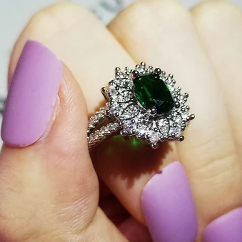 Ir 2021. luksusa zaļo krāsu Ziedi 925 sterling sudraba saderināšanās gredzenu sievietēm jubilejas dāvanu rotaslietas bague femme R5723