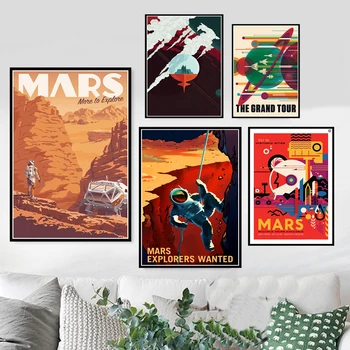 Mākslas Audekls, Eļļas Glezna Karstā Kosmosa Ceļojumu Universālā Planētas Mars Filmu Plakāti Un Izdrukas Sienas, Attēlus Viesistaba, Mājas Dekoru