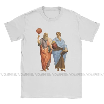 Vīrieši Platons Un Aristotelis Epic Basketbola Maču, T Krekli, Tīras Kokvilnas Apģērbs Jaunums Īsām Piedurknēm Tees Oriģināls T-Krekls