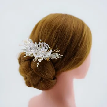 Līgavas Pērles Ziedi Kāzu Meitene Tiara Ziedu Galvassegu Kristāla Matu Klipsis Matu Ķemme Sieviešu Cepures