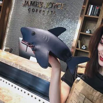 Augstas Kvalitātes PU Ādas Jaunā 3D Dzīvnieku Dizains Haizivs Crossbody Somas Sajūgs Somas Plecu Messenger Bag