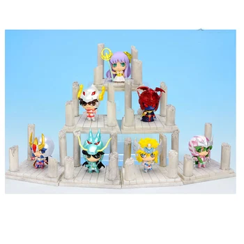 7pcs/daudz Anime Saint Seiya Olu Kaste Q Versiju Zelta Zodiaka PVC Darbības Rādītāji Modeli, Rotaļlietas Bērniem, Dzimšanas diena Dāvanas, 4cm Ar Lodziņu