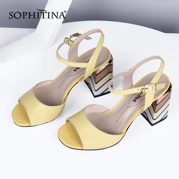 SOPHITINA Augstas Kvalitātes Aitādas Sieviešu Sandales Modes Sprādzi Potītes Siksniņu, Super Augstas Laukumā Papēžiem Kurpes Elegantas Sandales PC655