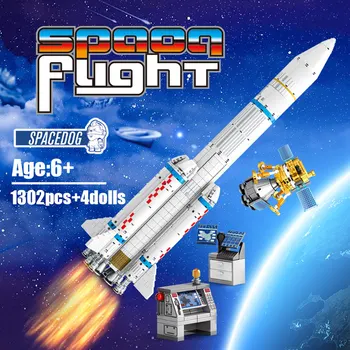 SEMBO 1202pcs Pilsētas Tehnikas Kosmosa Raķešu Celtniecības Bloki Radītājs Kosmosa Raķetei Astronauts Attēls Ķieģeļi Rotaļlietas Bērniem