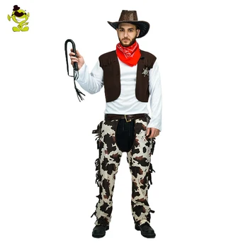 Vīriešu Rietumu Kovboju Tērpu Halloween Puse Masku Skaists Kovbojs Karnevāla Puse Apģērbu Cosplay Kovboju Tērpos