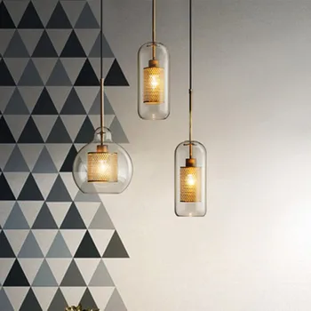 Japānas hanglamp rūpniecības lampas stikla bumbu guļamistaba LED pendant apgaismojums dzīvojamā istabā gaismekli karājas griestu lampas