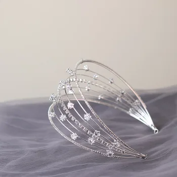 FashionMulti-layer Līgavas Zvaigžņu Galvu Tiara Headpieces Vainagu Rhinestones Hairband Sieviešu Līgava Kāzu Matu Aksesuāri, Rotaslietas
