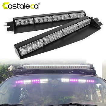 Castaleca Auto Policijas Strobe Mirgo 32 LED Avārijas Brīdinājuma Miglas Lukturi Vējstikla Sejsegu Klāja Lampas Car Styling 12/24V