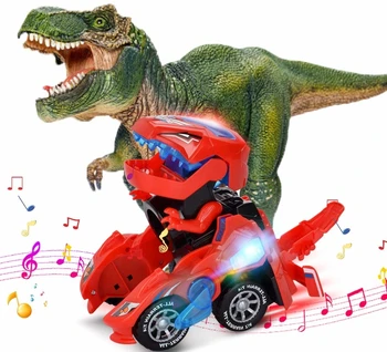 2019 Jaunu Dzīvnieku 3D Pārveidojot Dinozauru Auto Rotaļlietu BoysPlastic Akumulatora LED Auto Ar Gaismu, Skaņu Bērni bērnu Rotaļlietas Dzimšanas dienā