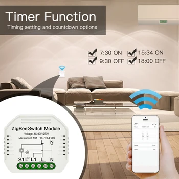 Mini DIY Tuya ZigBee 3.0 Smart Switch Module Smart Dzīves Smart Home 1/2 Veids, 90-250V WiFi Tālvadības Slēdzis Modulis
