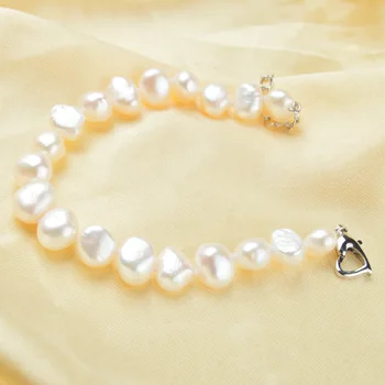 ASHIQI Dabīgo Saldūdens Pērļu Aproces, 9-10mm balta Baroka pērle sievietēm dāvanu