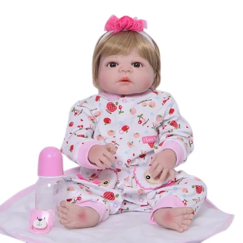 KEIUMI Jauki 57CM Atdzimis Bērnu Lelle Pilna Ķermeņa Silikona Spilgti Modes Meitene Lelle, Baby Bērnu Dzimšanas dienas Dāvana Bērnu Spēles Rotaļlietas
