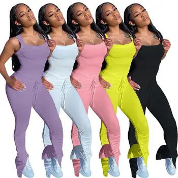Echoine Ruched Kroku Jumpsuit Sexy Bodycon Sieviešu Izdilis kaudzē Izlīdzināšanu bikses Kluba Tērpiem Siksna Kombinezonus Playsuit 2020