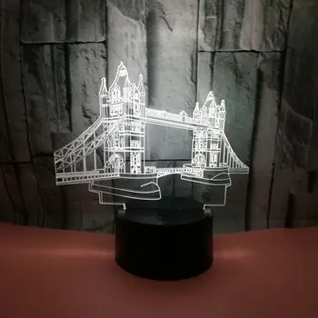 Radošo 3D Nakts Gaisma Usb Krāsains Tower Bridge Formas Led ēsmas zivtiņu vadi Guļamistabas Gultas Miega Gaismas Ēkas Galda Lampa 7 Krāsas