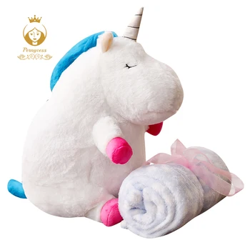1GB 50cm gudrs unicorn plīša pildījumu rotaļlieta, unicorn divu-in-one spilvens gaisa kondicionēšanas segu, bērniem, rotaļlietas, mājas apdare