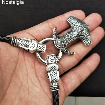 Nostalģija Thor Hammer Mjolnir Odin Raven Talismans, Amulets, Teen Wolf Triskele Trīsvienības Simbolu Viking Pūķis Kaklarota Colar Longo