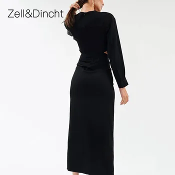 Zell&Dincht Satīna Dobi No Sieviešu Kleita Sievietēm Seksīgas Mežģīnes up Bodycon Maxi Kleitas 2020. Gada Vasaras garām Piedurknēm Pludmales Kleita Vestidos