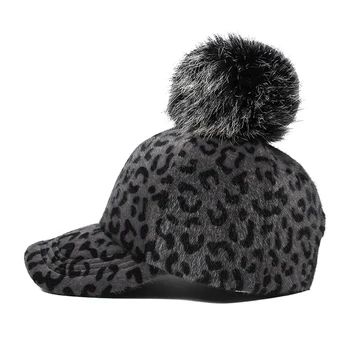 Ymsaid Jauno Leopardu Kažokādu Bumbu Beisbola Cepure Sievietēm, Ziemas, Rudens Kažokādas Gorras Tētis Cepure Siltā Snapback Cepures