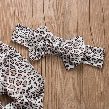 Pudcoco Toddler Baby Girl Apģērbu Leopards Drukāt Savirmot garām Piedurknēm, Svārki Topi tīrtoņa Krāsu Garas Bikses Galvu 3Pcs Tērpiem Komplekts