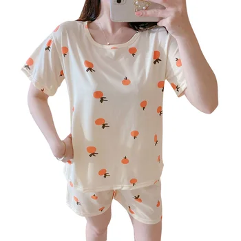 Vasarā Sievietēm Ērti Cute Pidžamas Komplekts Meitene Drukāt Pyjama Kopa Ar Īsām Piedurknēm Sleepwear Tērps Sievietēm Nightshirt Komplekti