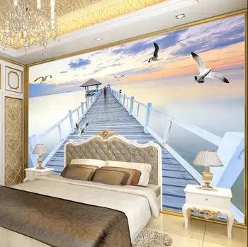 Beibehang Custom tapetes, sienas jūras trestle kaija ainavas fona sienas sienas mājas dekors dzīvojamā istaba guļamistaba 3d tapetes