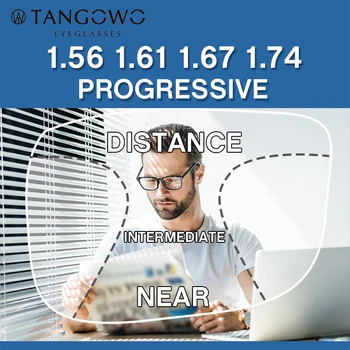 TANGOWO 1.61 1.56 1.67 1.74 Indekss Progresīvās Lēcas Brīvā Formā Multifokāla Asfēriskie Sveķu Optisko Recepšu Zīmolu Brilles