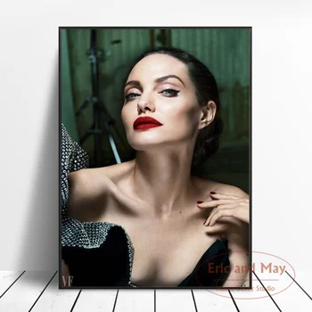 Sexy Angelina Jolie Kanvas Glezna Plakāti Un Izdrukas, Bildes Uz Sienas Vintage Plakātu, Dekoratīvās Mājas Dekoru Obrazy
