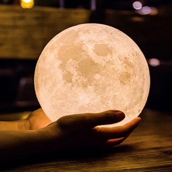 3D Drukas RGB Mēness Lampas LED Nakts Gaisma Dāvanu, Mājas Dekoru Zemes Akumulatora 12/15/18 cm Spuldzes Luminaria Regulējamas, Uzlādējams 7 Krāsas