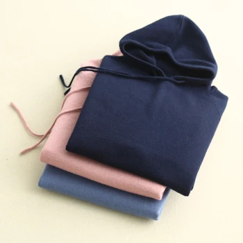 YUNSHUCLOSET līdz 2018. gada Rudenī&ziemā Karstā Pārdošanas Sieviešu Kašmira puloveri Caps apkakles Saglabāt siltu tīrtoņa krāsu garām piedurknēm apkakli