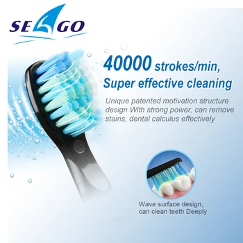 Seago SG-507 Sonic Elektriskā zobu Suka Pieaugušajiem Mutes dobuma Kopšanas Zobu Balināšanas Masāža Gumija 5 Režīmi Ūdensizturīgs Lādējams Zobu Suku