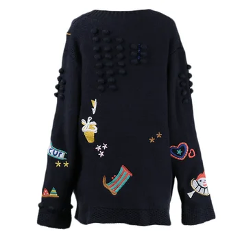 Šiks Izšuvumi Sieviešu Jakas Lielajam Ziemassvētku Džemperis korejas Drēbes Sievietei Ziemas Trikotāžas Džemperis Sieviešu Džemperis Outwear
