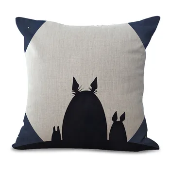 Cute karikatūra Totoro spilvena segums kokvilnas veļu, spilvenu segums, dīvāns mājas jauki dzīvnieki būtiska cojines 45x45cm