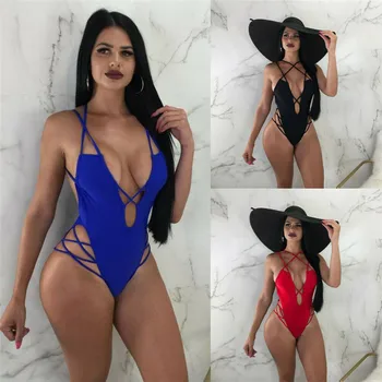 2019 Sexy Sievietes Viengabala Pārsējs Peldkostīms Ar Augstu Vidukli, Peldbikses Pavada Backless Monokini Bikini Peldkostīms Beachwear
