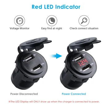 3.1 Ūdensnecaurlaidīgs Dual USB Ports Auto Lādētāju piepīpētāja Ligzdai Plug LED Voltmetrs Mobilā Tālruņa Uzlādēšanas Adapteris Smart