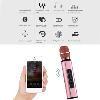 Profesionālās Portatīvo Bezvadu Bluetooth Karaoke Mikrofons Dual Skaļrunis Ar Dinamisko Mikrofonu, Lai Mūzikas Mīļotājiem Dziedāt Ierakstu